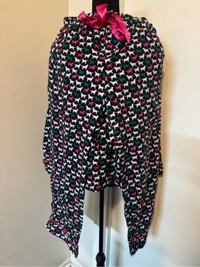 Women’s Black Dog-Print Pajamas with Pink Trim